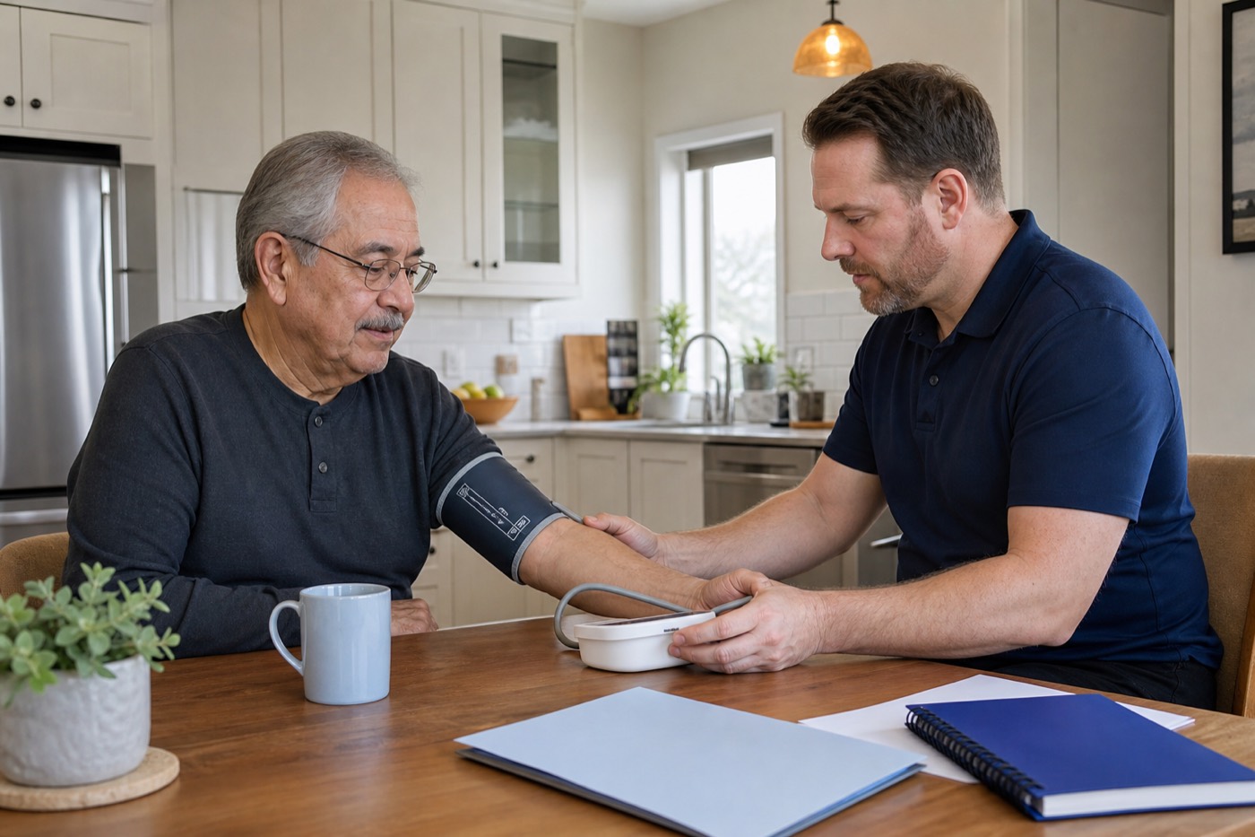 An in-home readiness check at the kitchen table.
